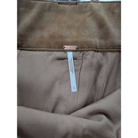 Free People Carson Utility Faux Leather‎ Wrap Skirt women's size 2 tan festival - Picture 7 of 9